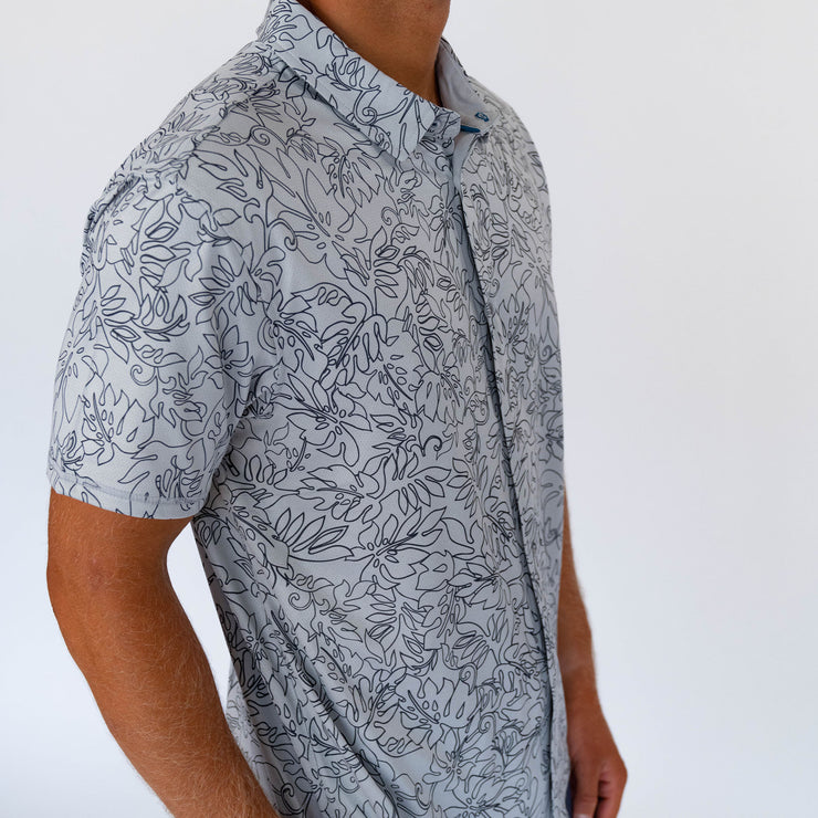 Viewpoint Birdseye Mesh Floral Button Up