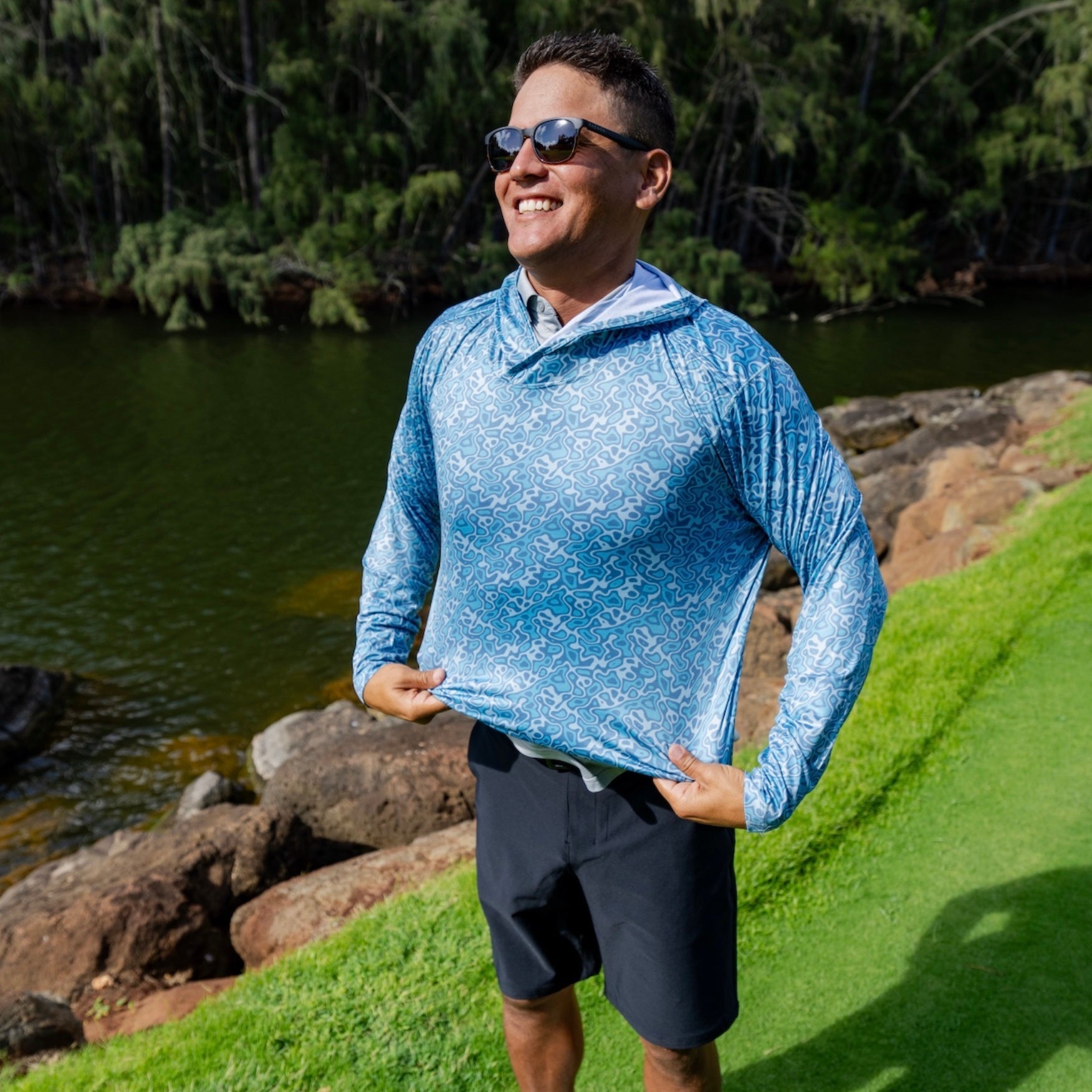 Offshore Hoodie Camo - Topo Camo Seafoam – Amble Clothing